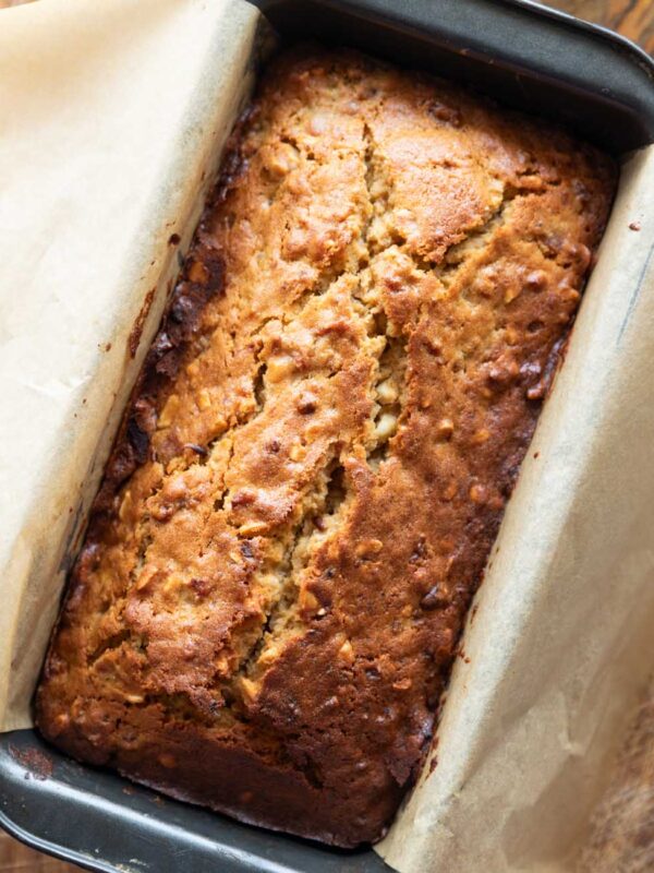 A picture of Brown Butter Banana Bread fresh out of the oven.