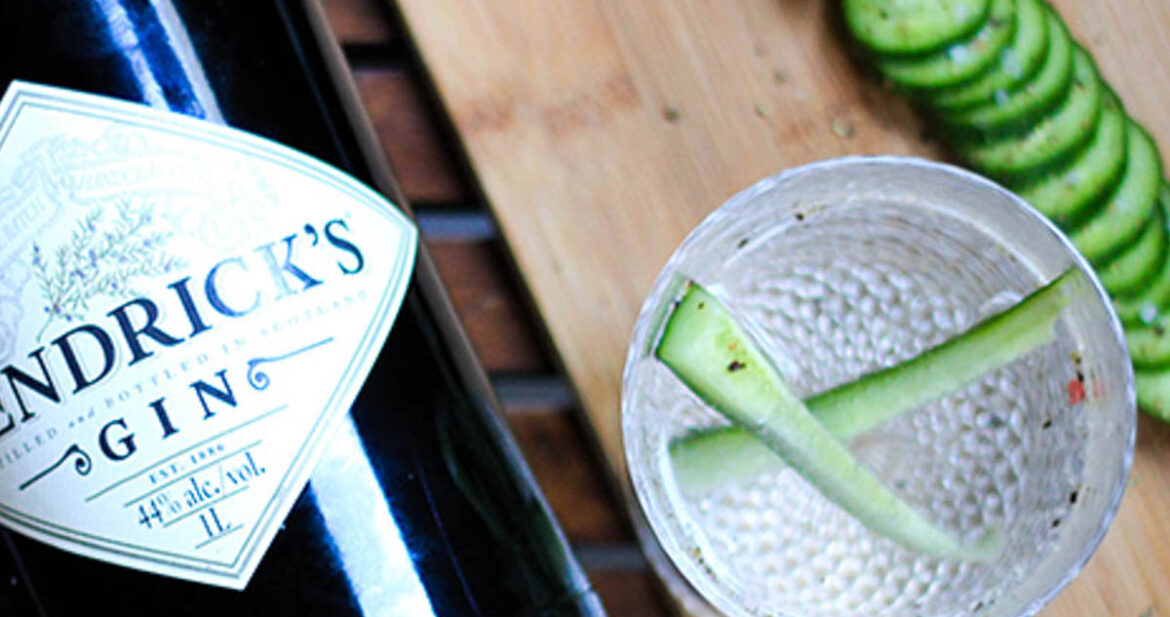 A picture of the ingredients for Sparkling Cucumber Chili Gin.