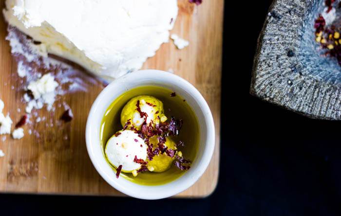 homemade cream cheese in olive oil