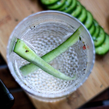 A picture of Sparkling Cucumber Chili Gin clicked from the top.