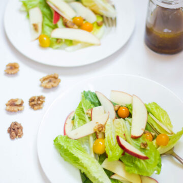 Apple Walnut Summer Salad served in white bowls