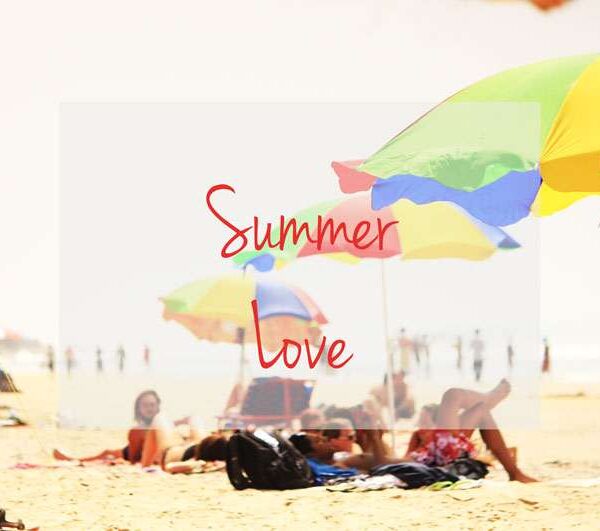 A picture of a beach with text saying "Summer Love"