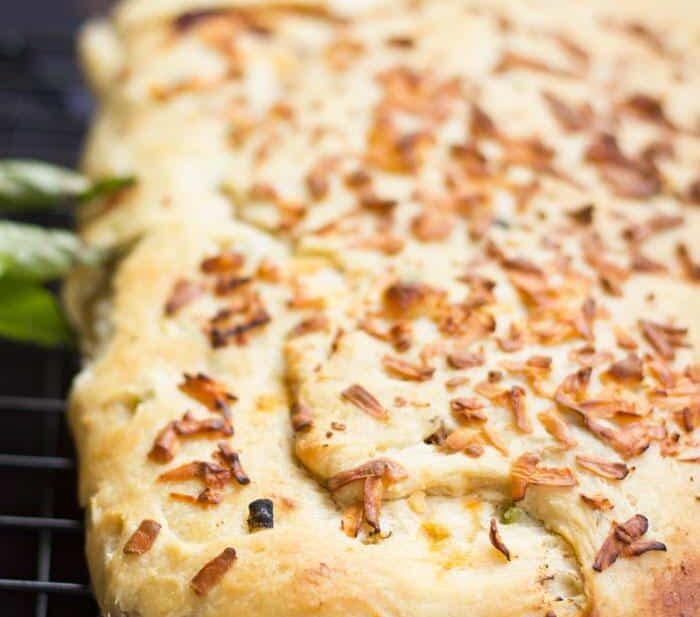 Baked pizza bread served straight out of the oven
