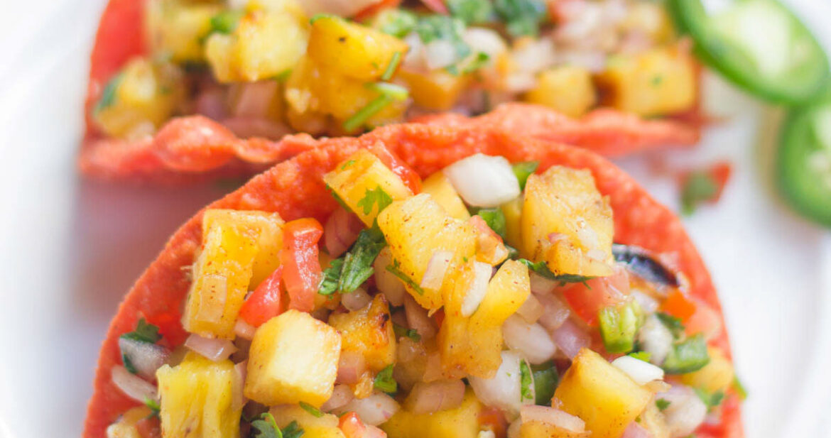 Spicy Grilled Pineapple Salsa in Tacos