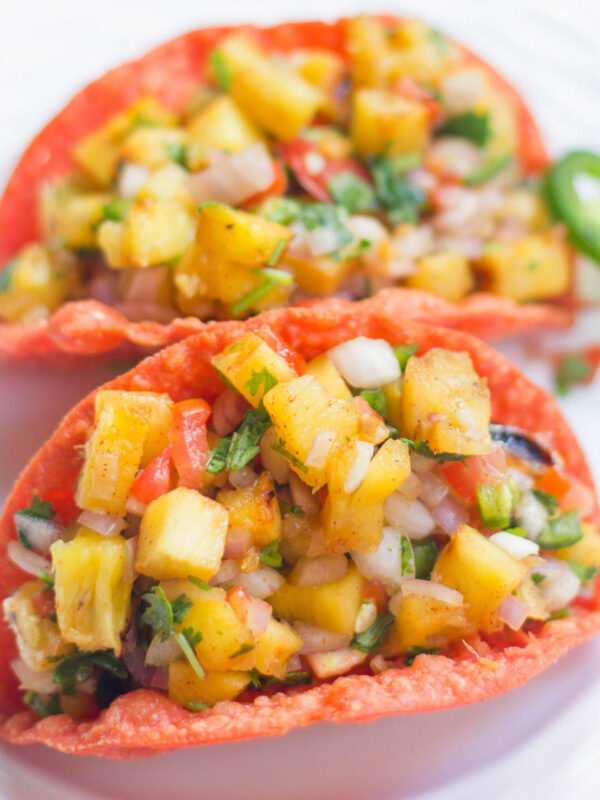 Spicy Grilled Pineapple Salsa in Tacos
