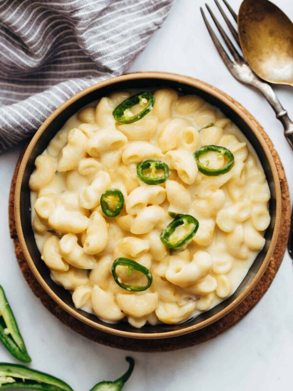 Stovetop Jalapeno Mac and Cheese served in a bowl