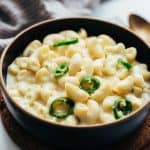 Stovetop Jalapeno Mac and Cheese served in a bowl