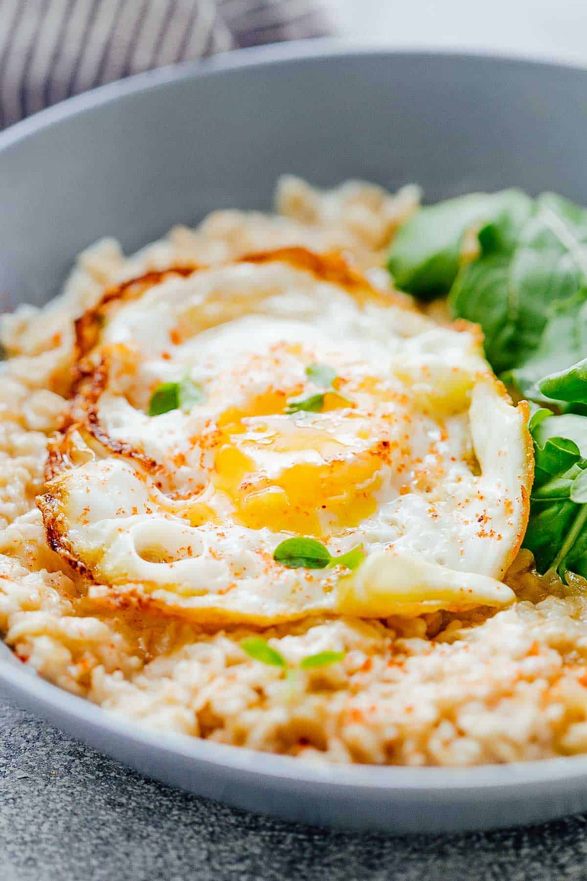 Savory Garlic Oats with Masala Fried Egg - 10 minute Breakfast Recipe