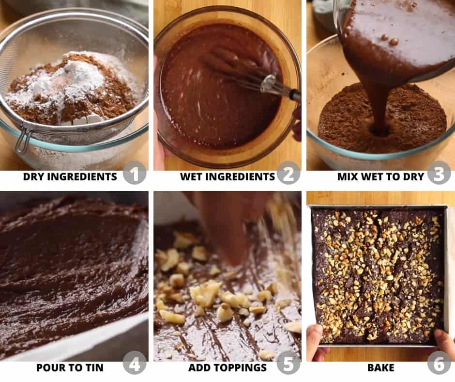 Step by step pictures to show you how to make eggless chocolate brownies