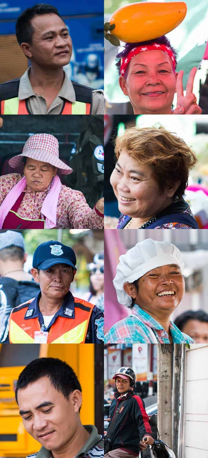 A picture collage of 8 people from Bangkok