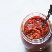 Schezwan sauce in a jar.