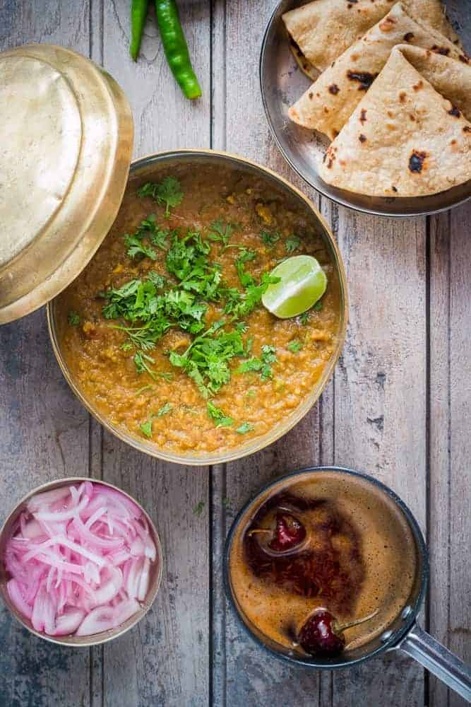 Spicy, smoky and really authentic Indian punjabi dhaba style dal (lentil curry soup) fry. A quick 30 minute recipe which is wholesome and really tasty!