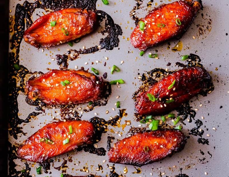 Korean Baked Gochujang Chicken Wings baked to perfection.