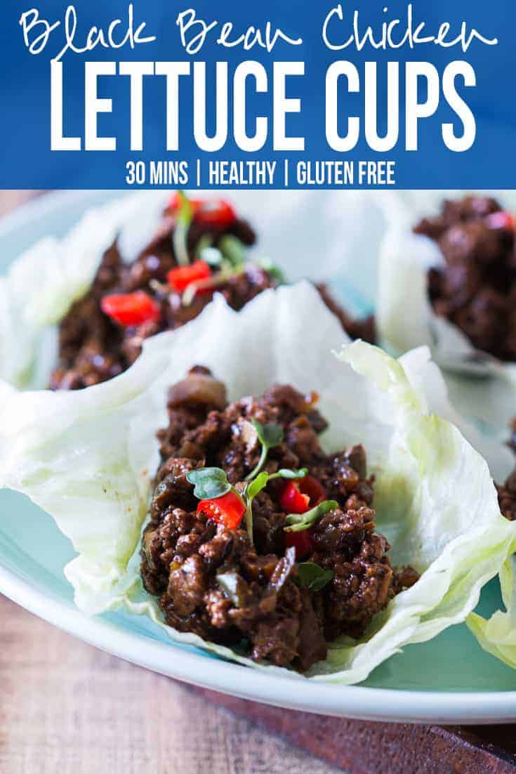 Easy, healthy and insanely delicious stir fried black bean chicken lettuce cups are perfect when you want dinner in 30 mins. Just 5 main ingredients in this gluten free recipe.
