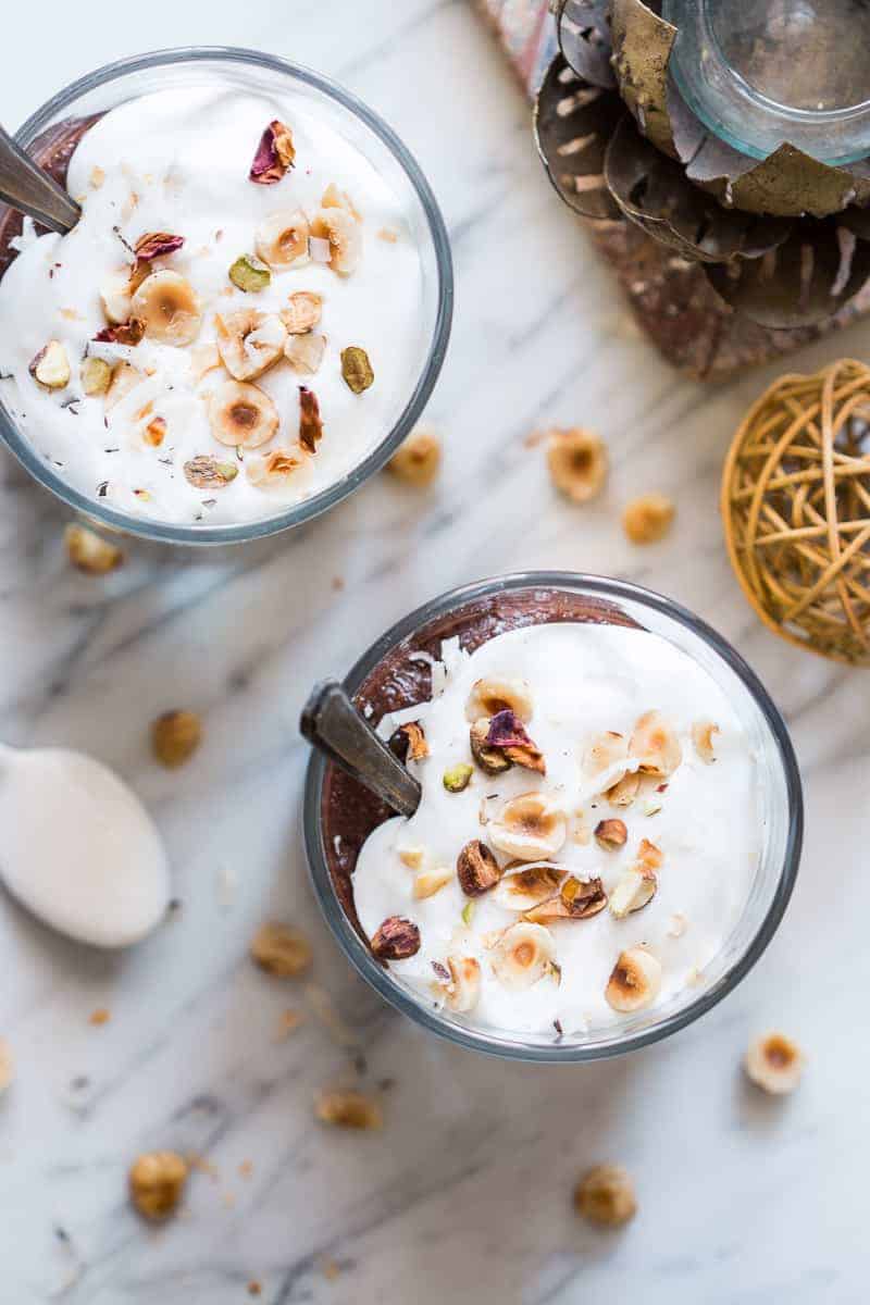 Super easy recipe for a festive chocolate rice kheer pudding made without condensed milk but still really creamy. Perfect for your Diwali dessert table or any other Indian festival. Actually you won't need a reason to make this one!