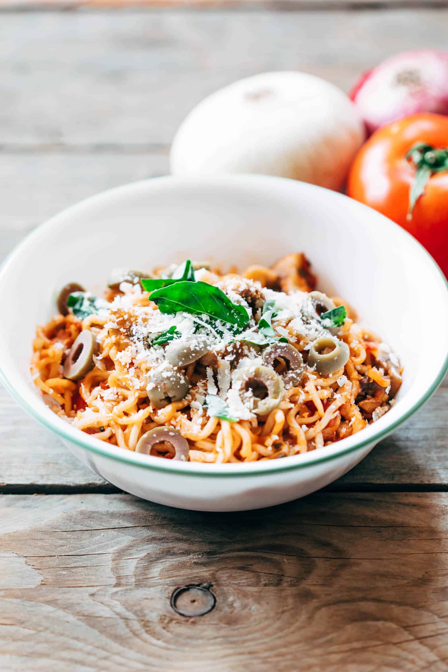 Italian Maggi recipe has all the flavours of your favourite pasta and pizza with mushrooms, marinara sauce, olives, basil and lots of cheese. Here are four amazing maggi recipes in one post that you must try - Italian Maggi, Cheese and Egg Maggi, Chinese Maggi and Spicy Masala Maggi for all your Maggi lovers!
