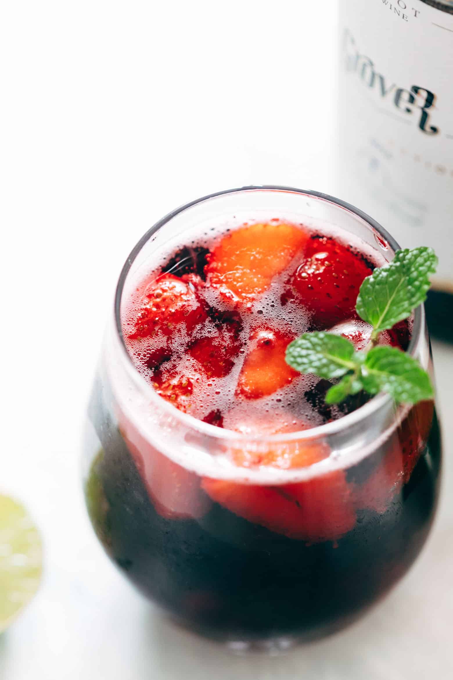 The Summer Berry Red Wine Spritzer is a cool, refreshing cocktail and a lot like the tinto de verano. Full of strawberries and blueberries, its perfect for times when you want to stay away from hard liquor and watch those calories while still enjoying a drink!