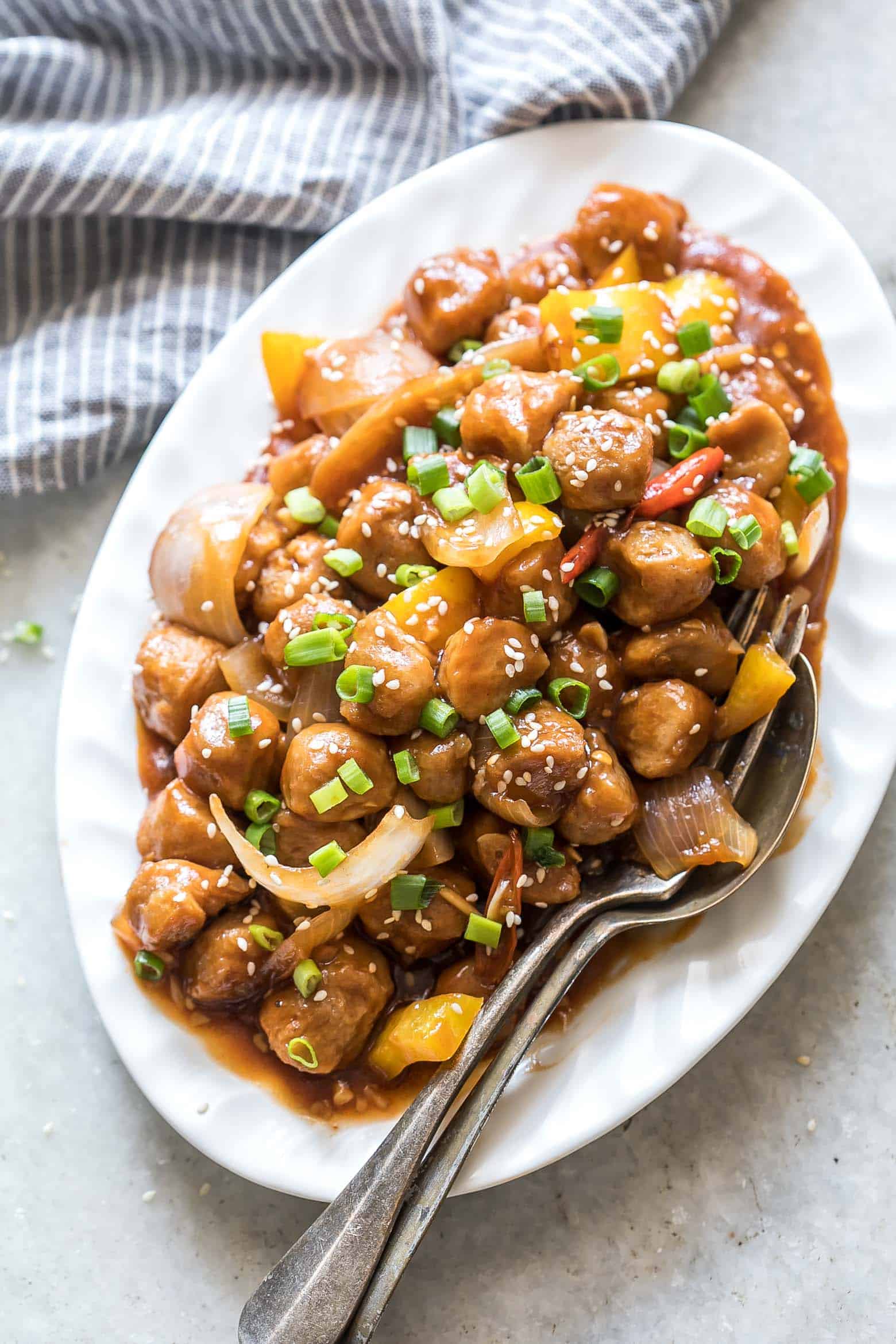 Soya Manchurian is a delicious Asian recipe where soya chunks are tossed in a sweet and spicy Chinese sauce. Goes best with hakka noodles and fried rice.