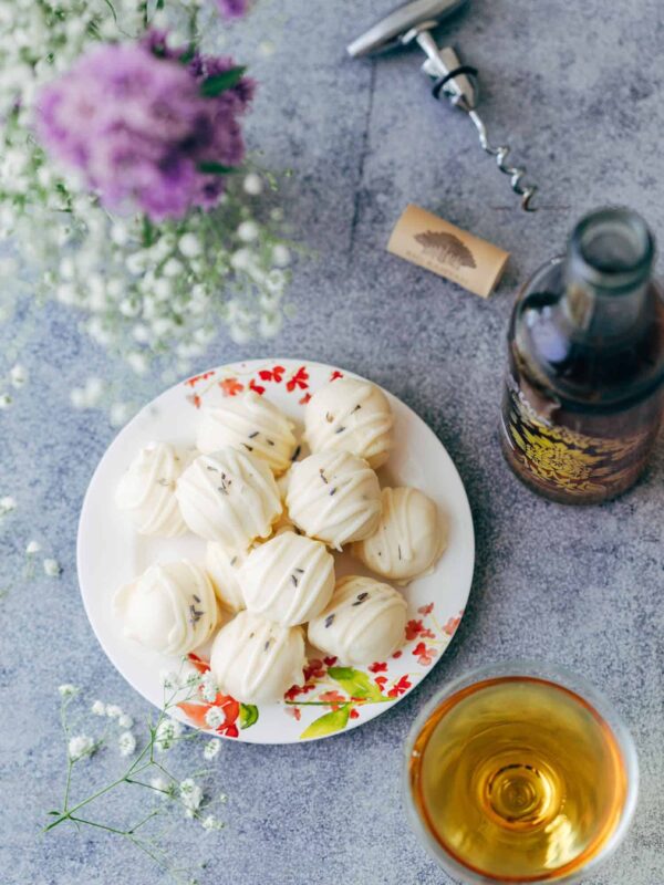 Lavender White Chocolate Truffles served with Big Banyan's Bellissima.