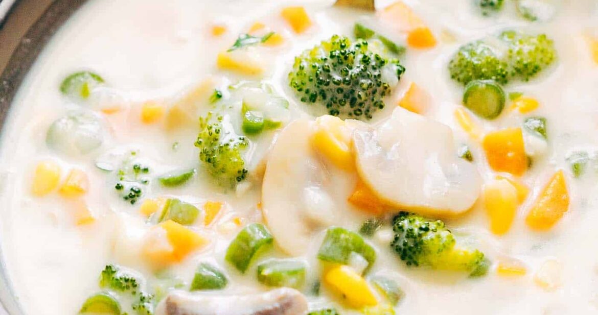 Creamy soup filled with a hearty dose of veggies.