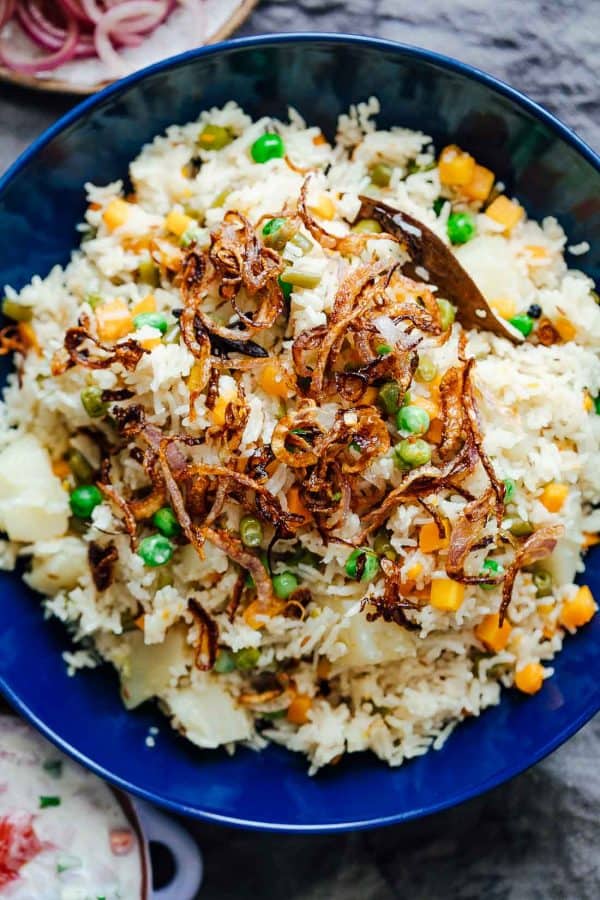 Pressure Cooker Veg Pulao (Rice Pilaf) Fluffy and Fragrant