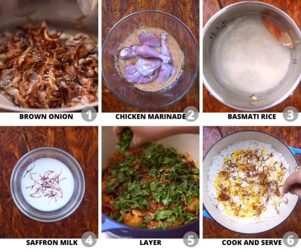 Step by step pictures to show you how to make Chicken Biryani