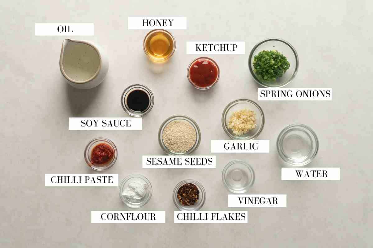 Ingredients for honey chilli sauce