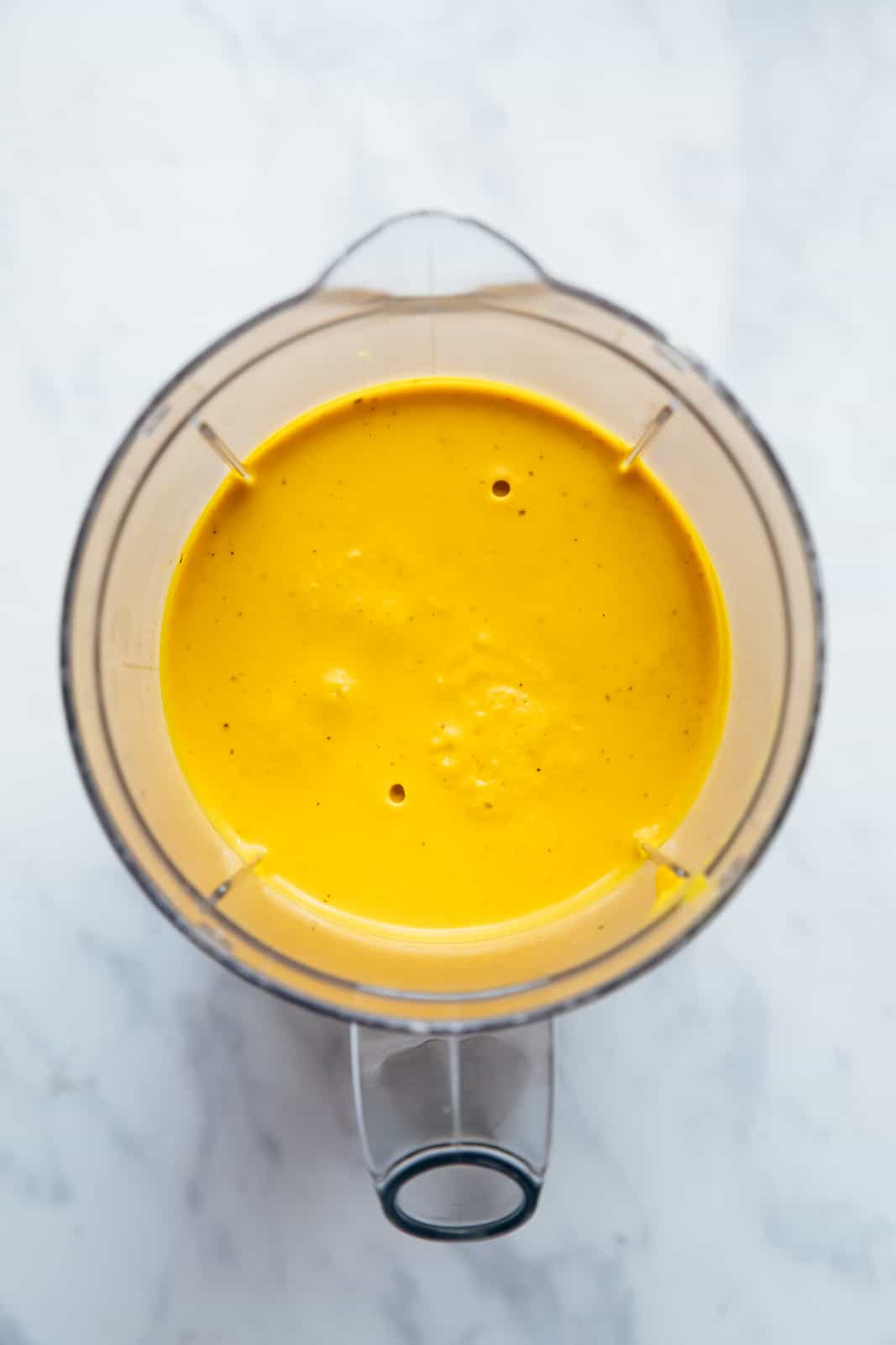 Creamy roasted pumpkin soup in the blender
