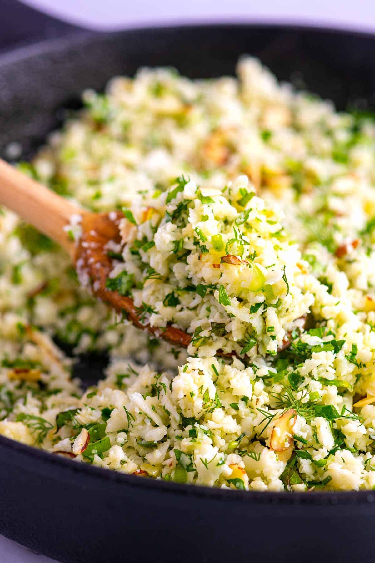 garlic herb cauliflower rice - healthy cauliflower recipes