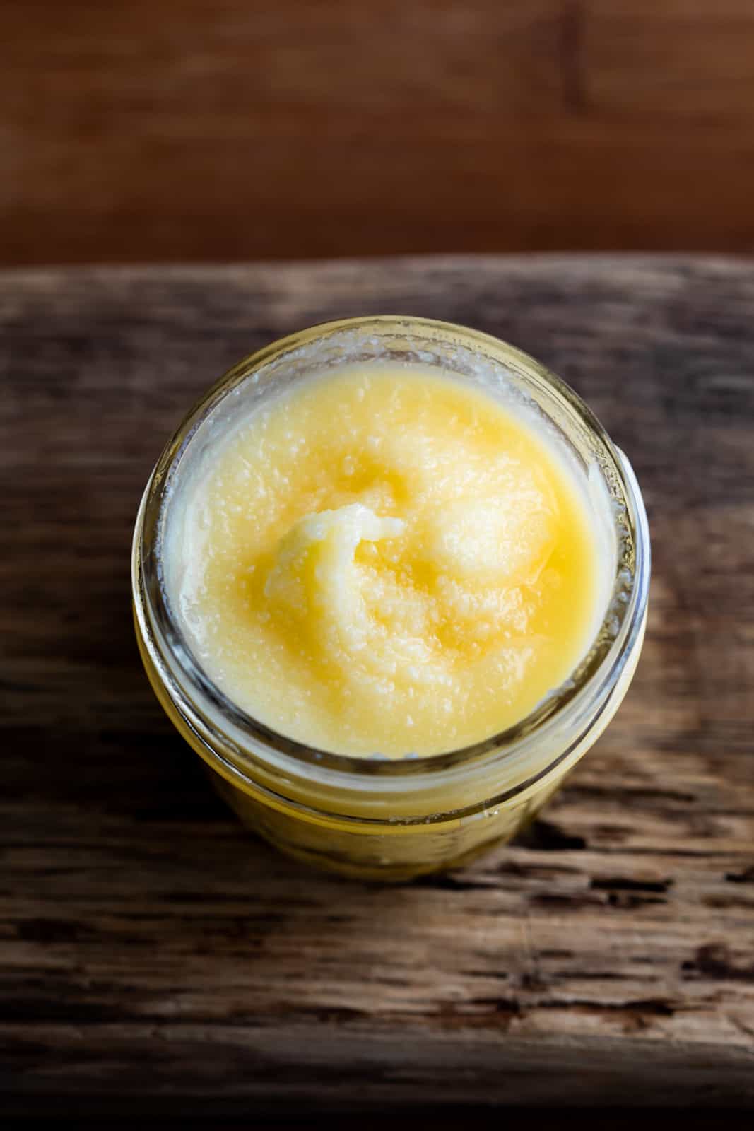 Closeup of the texture of ghee