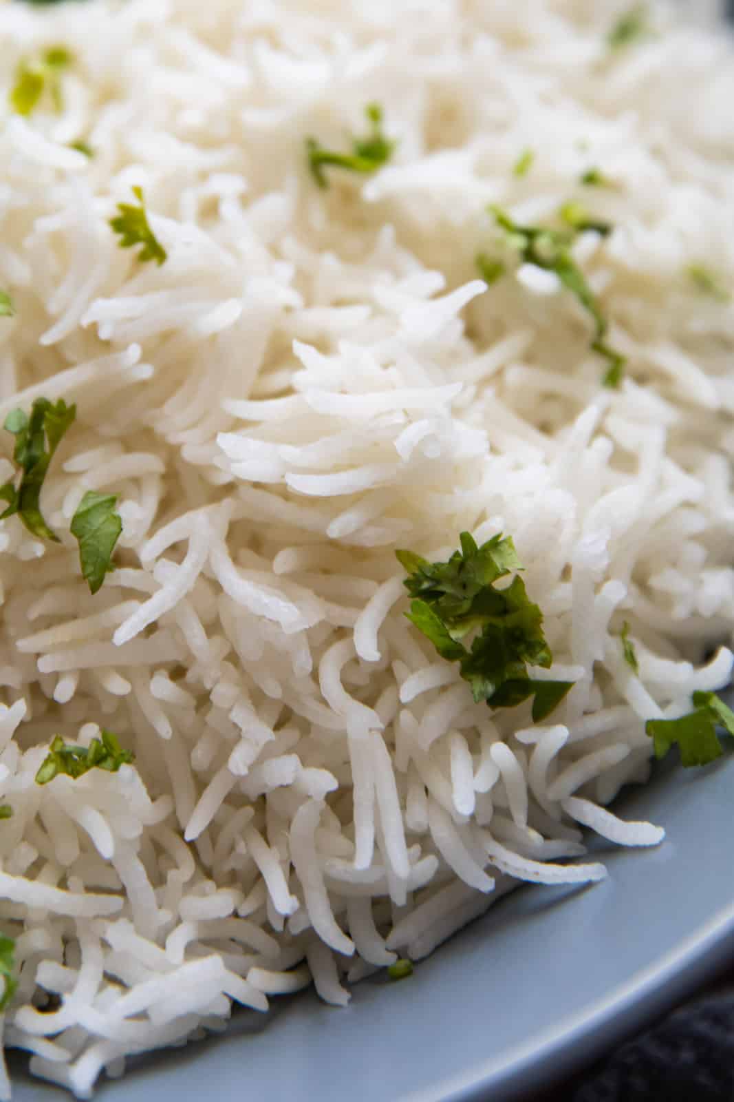 Closeup of basmati rice served in a bowl