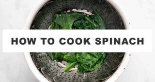All three methods of cooking spinach shown in the picture as a collage with text overlay