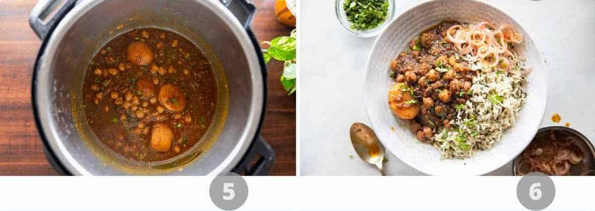 Step by step picture collage showing how to make Chana Masala