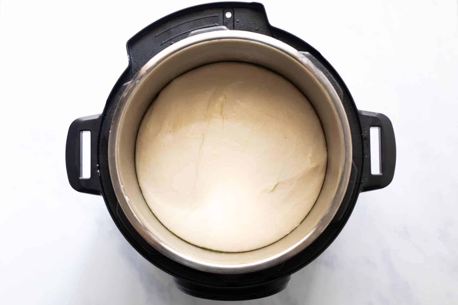 Proofed bread dough in the Instant Pot