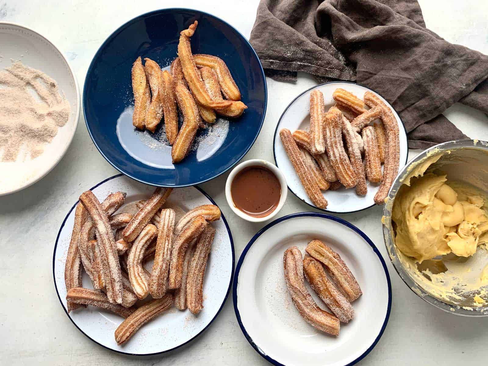 All the churros tests laid out on the table