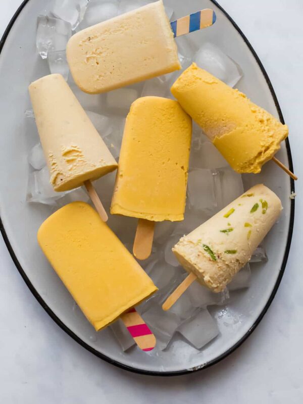 All three flavours of kulfi served on a platter