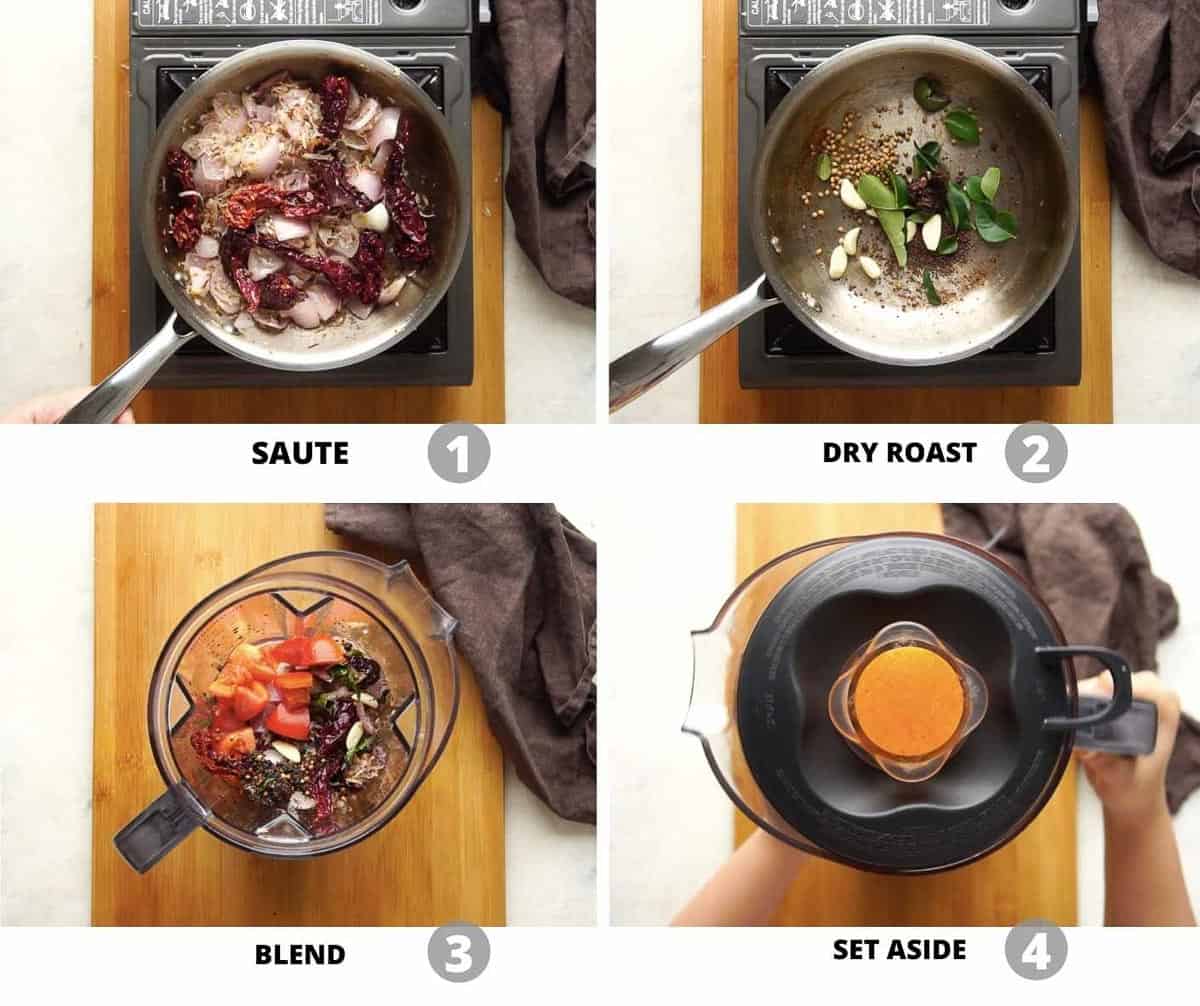 Step-by-step images for making puree