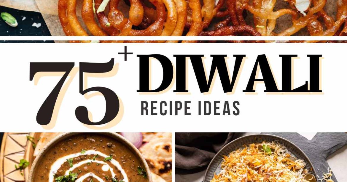 Diwali Recipes picture collage with text overlay