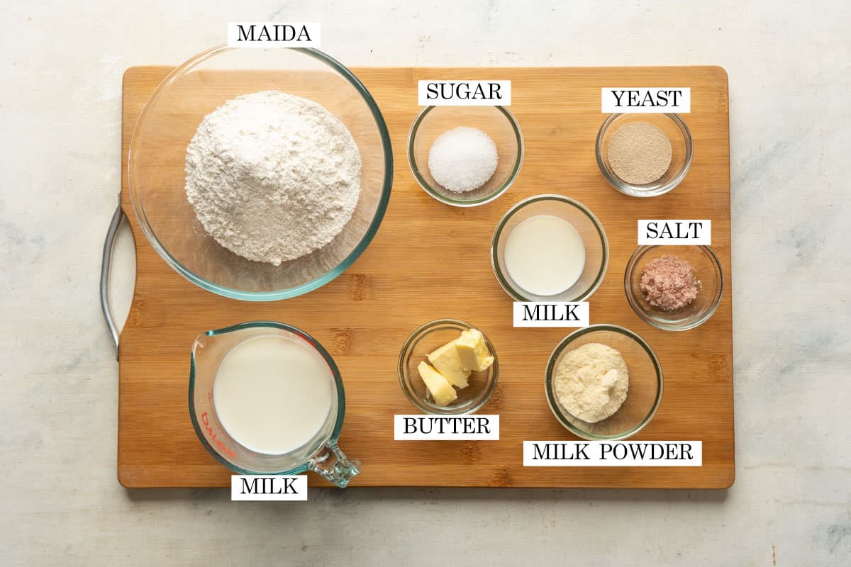 Picture of all the ingredients for ladi pav