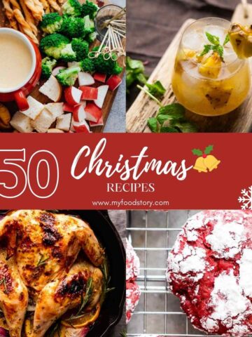 Picture collage of a roundup of 50 christmas recipes