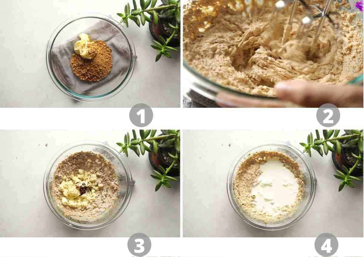 Step by step picture collage to show how to make mawa cake