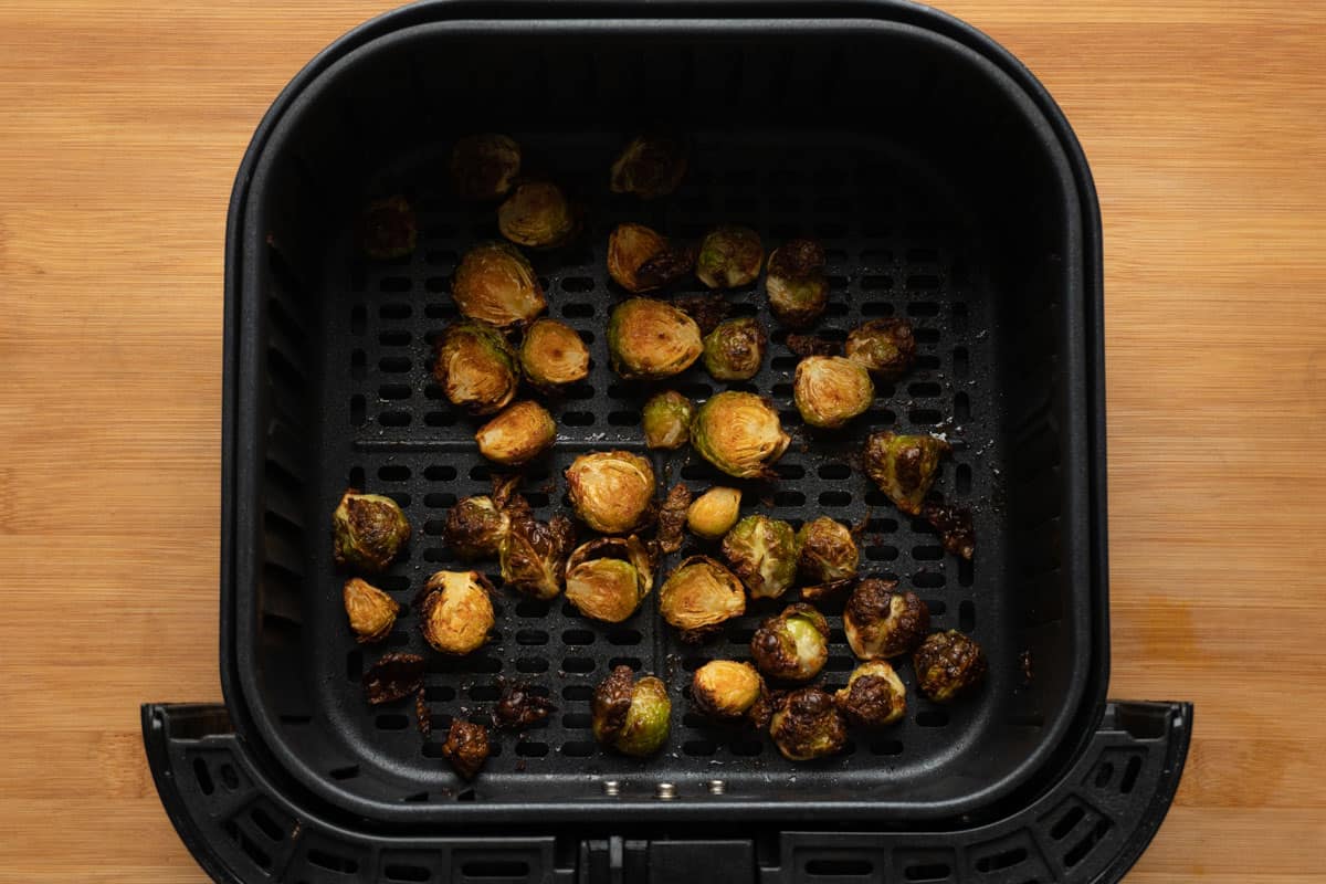 Picture of roasted brussel sprouts in the air fryer
