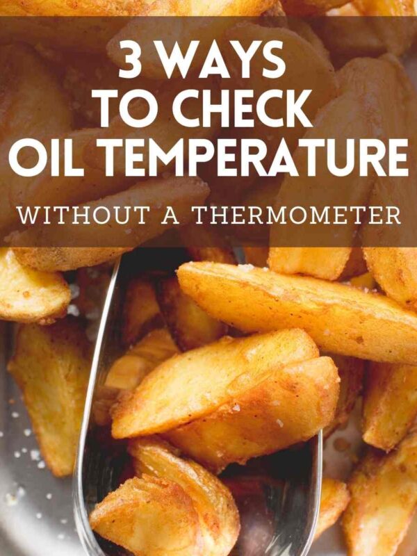 Picture of fried potatoes with text that says ow to check if the oil is hot