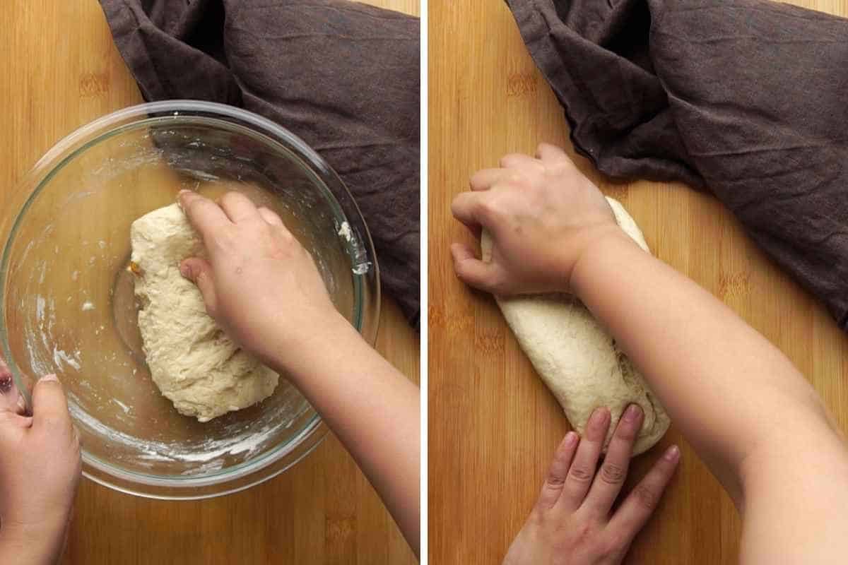 step by step images collage of baking bread