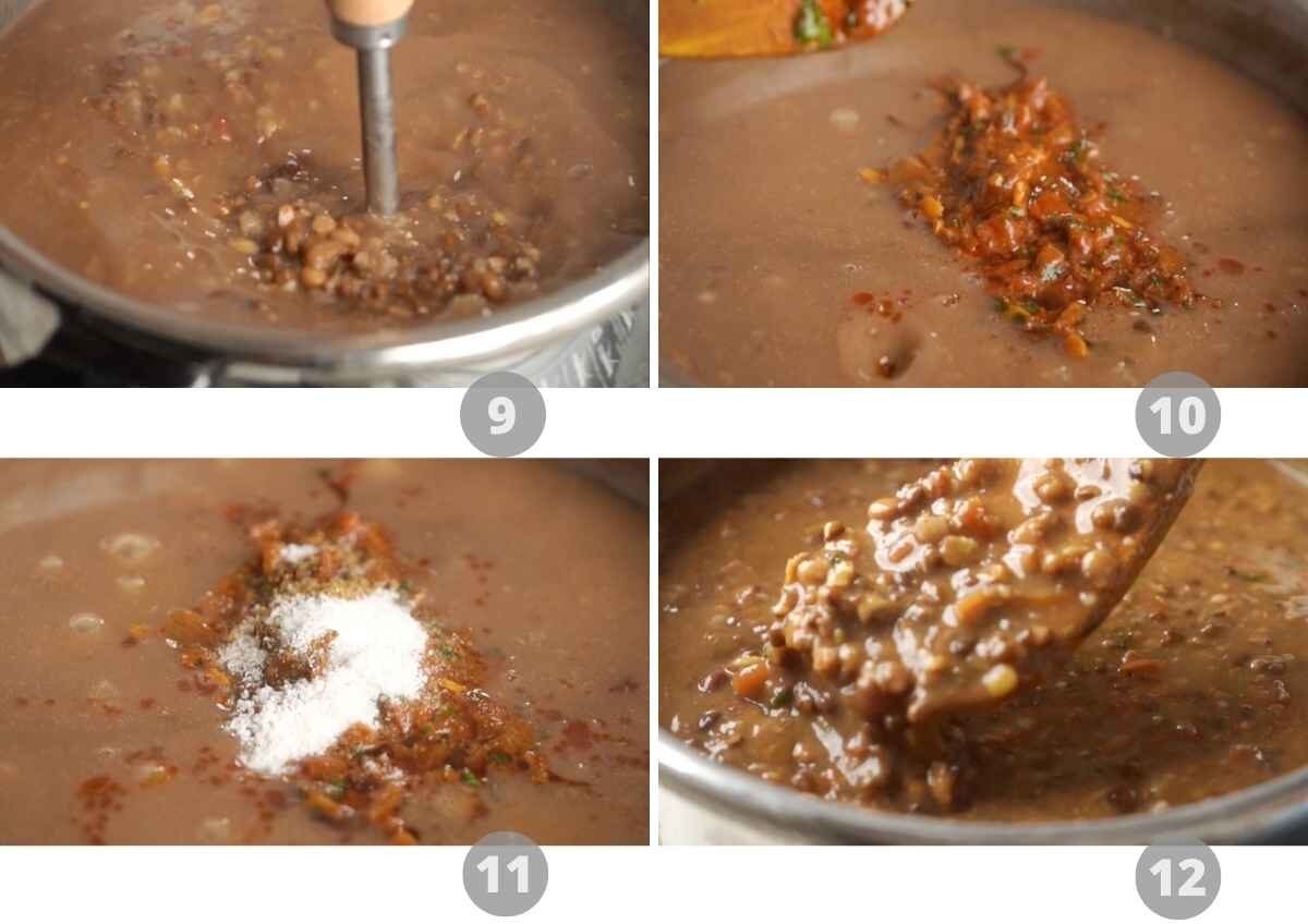 Step-by-step picture collage showing how to make Langar wali Dal