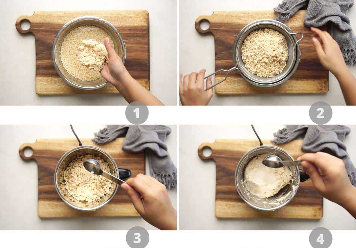 Step by step picture collage showing how to make medu vada
