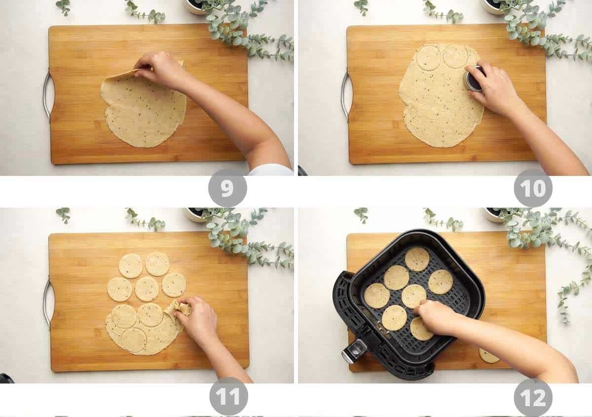 Step by step picture collage showing how to make papdi in the air fryer