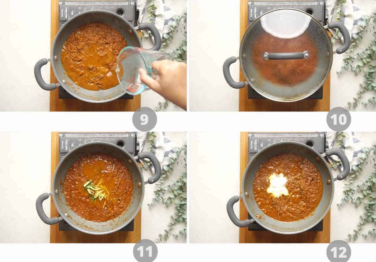 Step by step picture collage showing how to make Dhaba Style Egg Curry