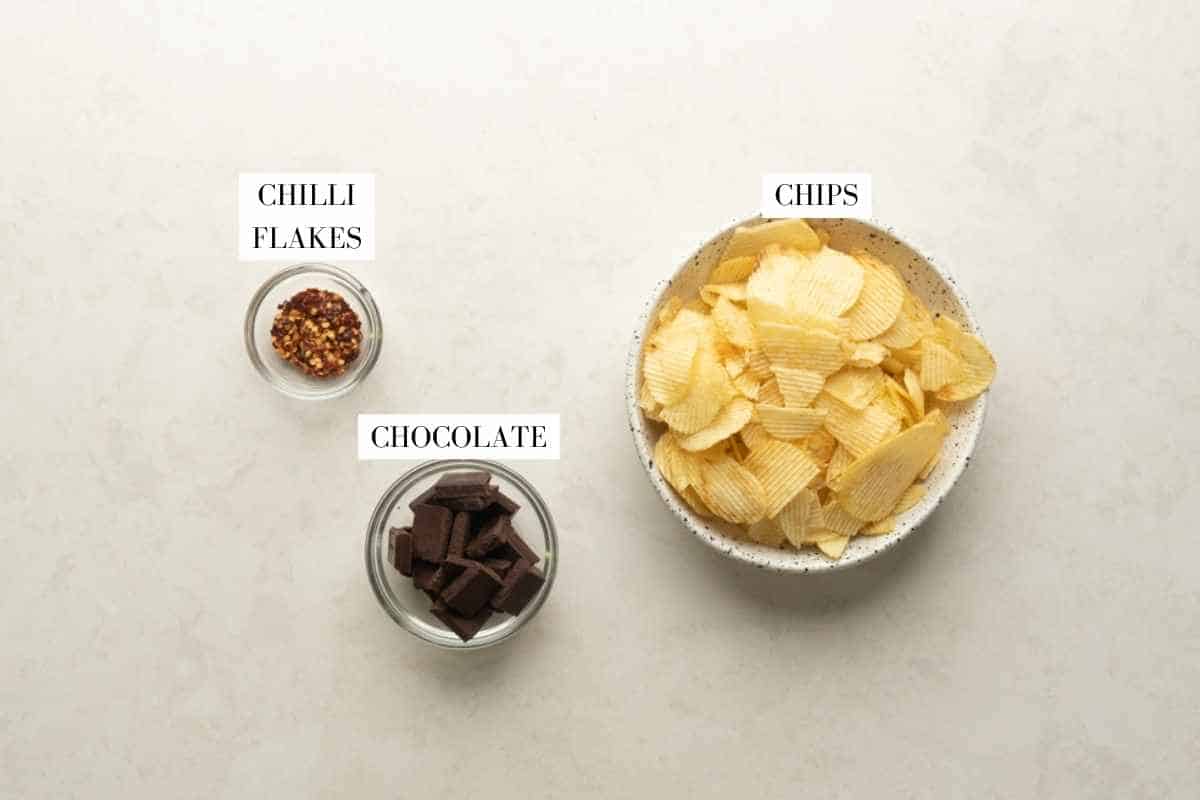 ingredient shot for chilli chocolate covered potato chips