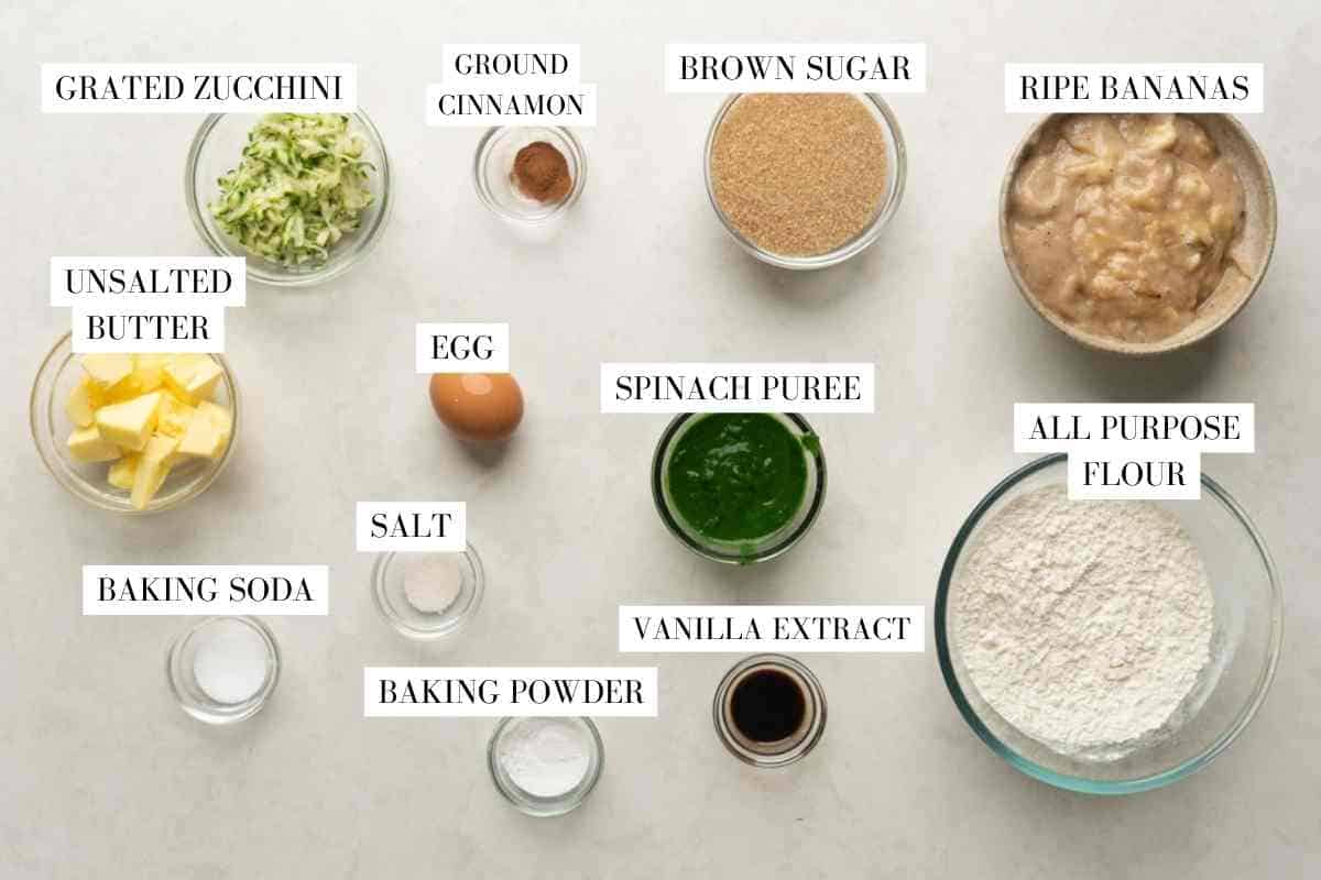 ingredients required for the green banana muffins